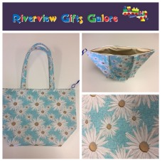 Large Tote Bag With Zip - Daisy Blue